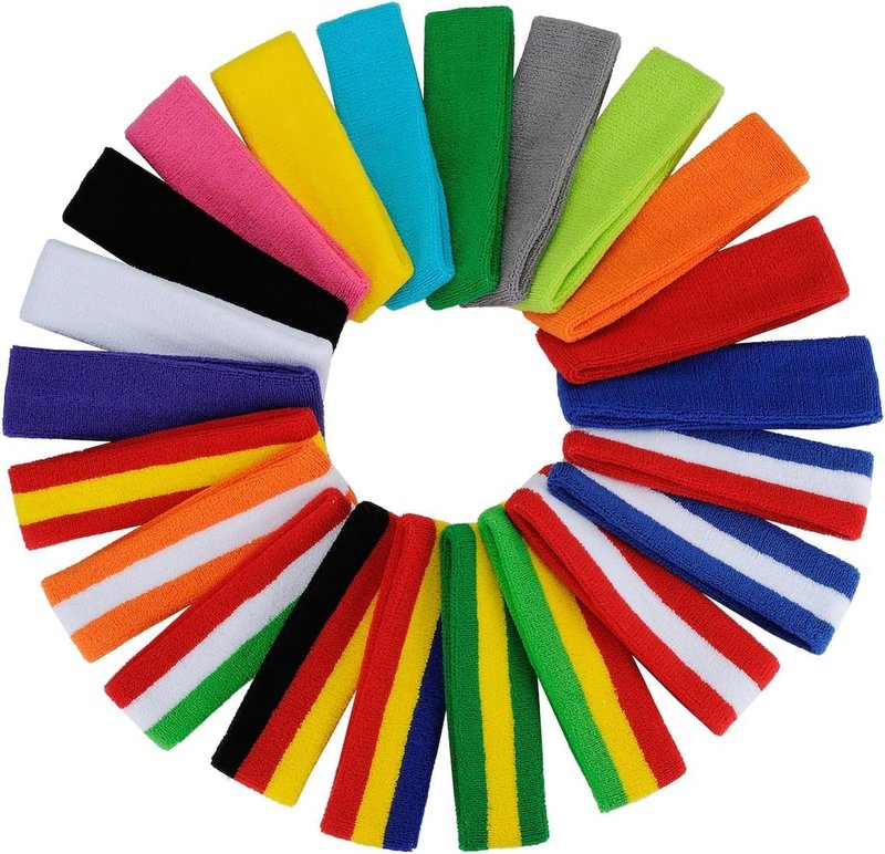 ONUPGO 4 Pack Sweatbands Sports Headbands for Men & Women, Cotton Headband Terry Cloth Sweatband for Tennis,Basketball,Football,Gym,Working Out - Moisture Wicking Elasticity
