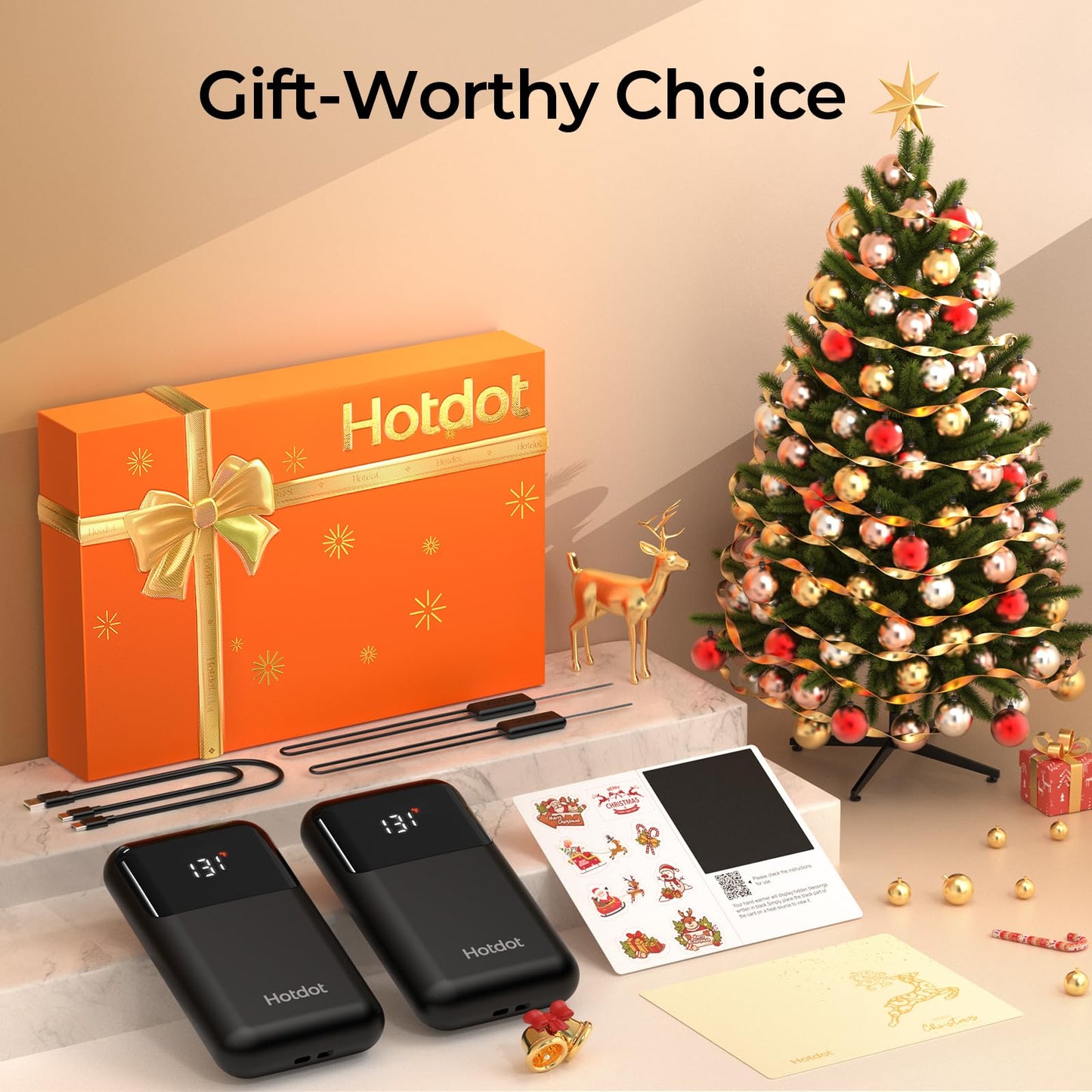 AI Hand Warmers Rechargeable 2 Pack, 4 Heat Levels (104–131°F), Real-Time Temp & Battery Display, Electric Hand Warmers, Fast Heating, Fits in Gloves/Pocket, Gifts for Women & Men