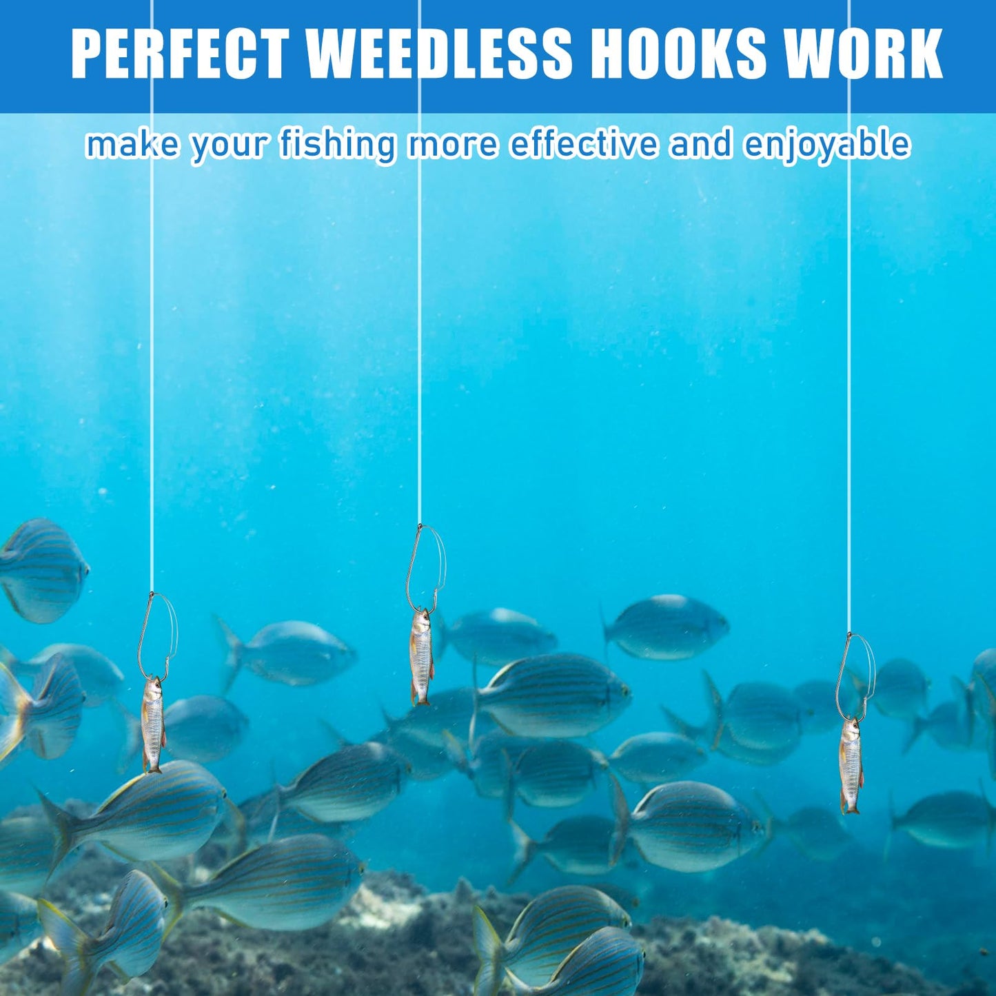 10 Pcs Weedless Wacky Rig Hooks Bass Fishing Hooks for Wacky Rigging Worm Lure Long Neck Hooks Anti-Hanging Bottom Mouthguard Fish Hook for Wacky Rigging Worm Lure 2/0