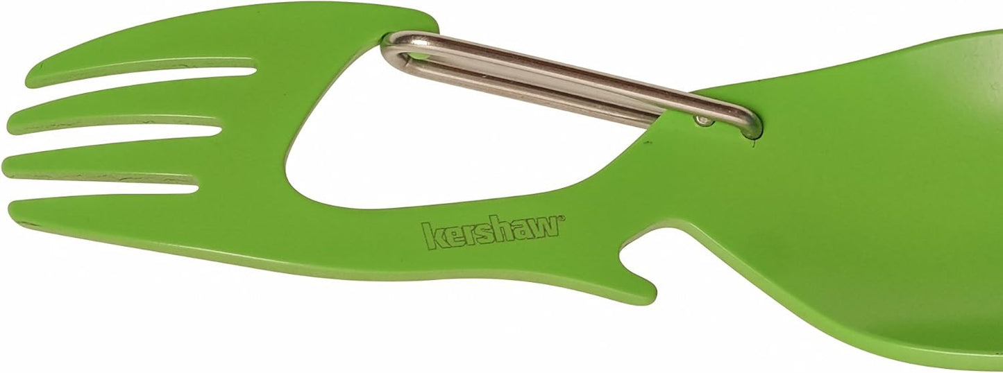 Kershaw Ration Multi Tool Spork, Stainless Steel Spoon, Fork, Carabiner and Bottle Opener, Regular and XL Sizes