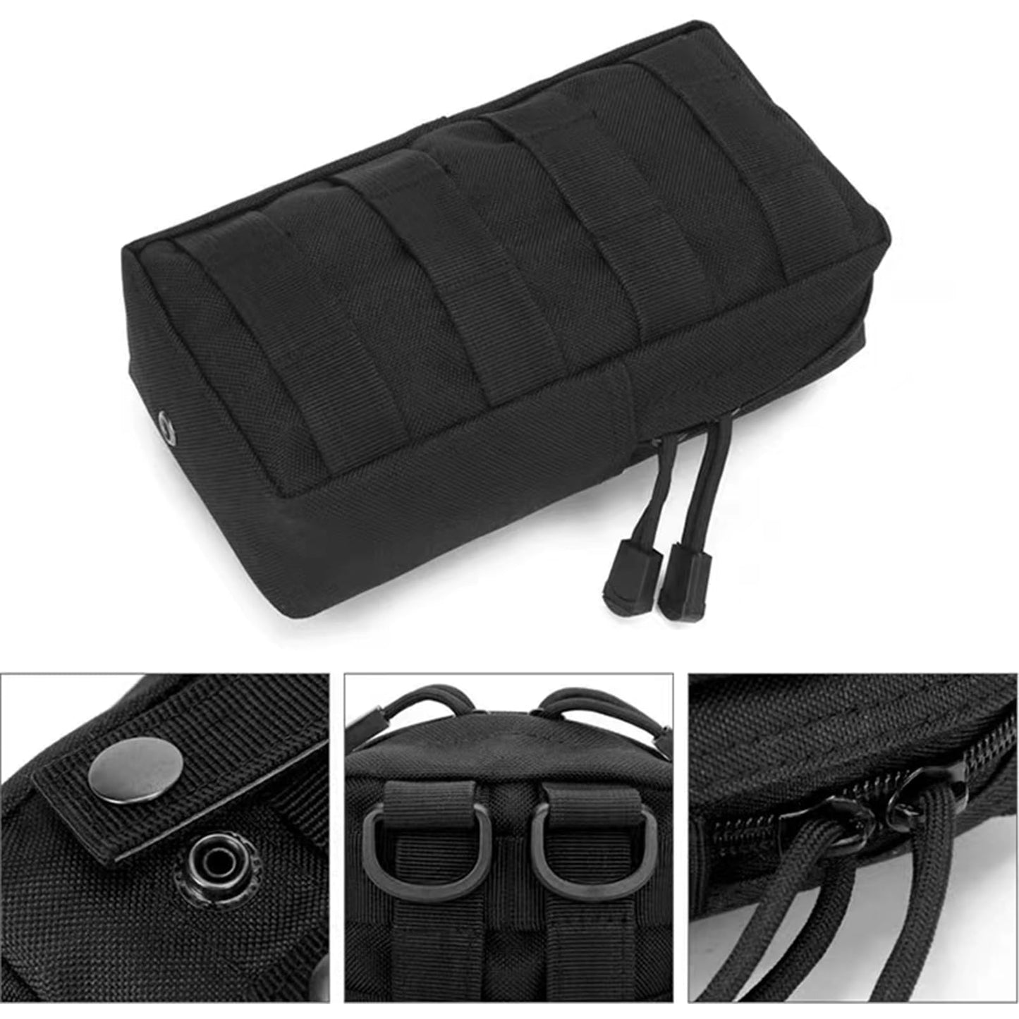 2 Pack Tactical Molle Pouches, Molle Utility Pouch, Small Tactical Bag, Belt Pouch, Compact Water-Resistant EDC Pouch (Black)