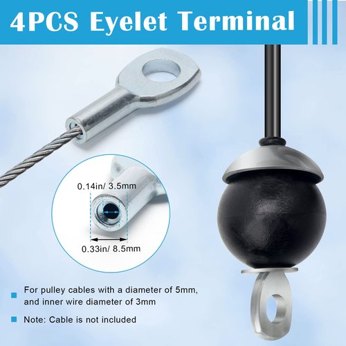 Anglekai 17Pcs Cable Attachments for Gym, Solid Rope Attachment for 5mm Fitness Pulley Machine Gym Equipment for Home Gym Cable Replacement Parts Rope (17)