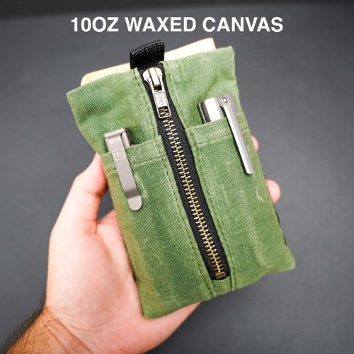 EDC Canvas Pouch, Pocket Organizer, Mighty Pouch for Men, EDC Bags with Velcro, Small Tool Pouch, Utility Pouch for Multitools, Waxed Compact Organizer