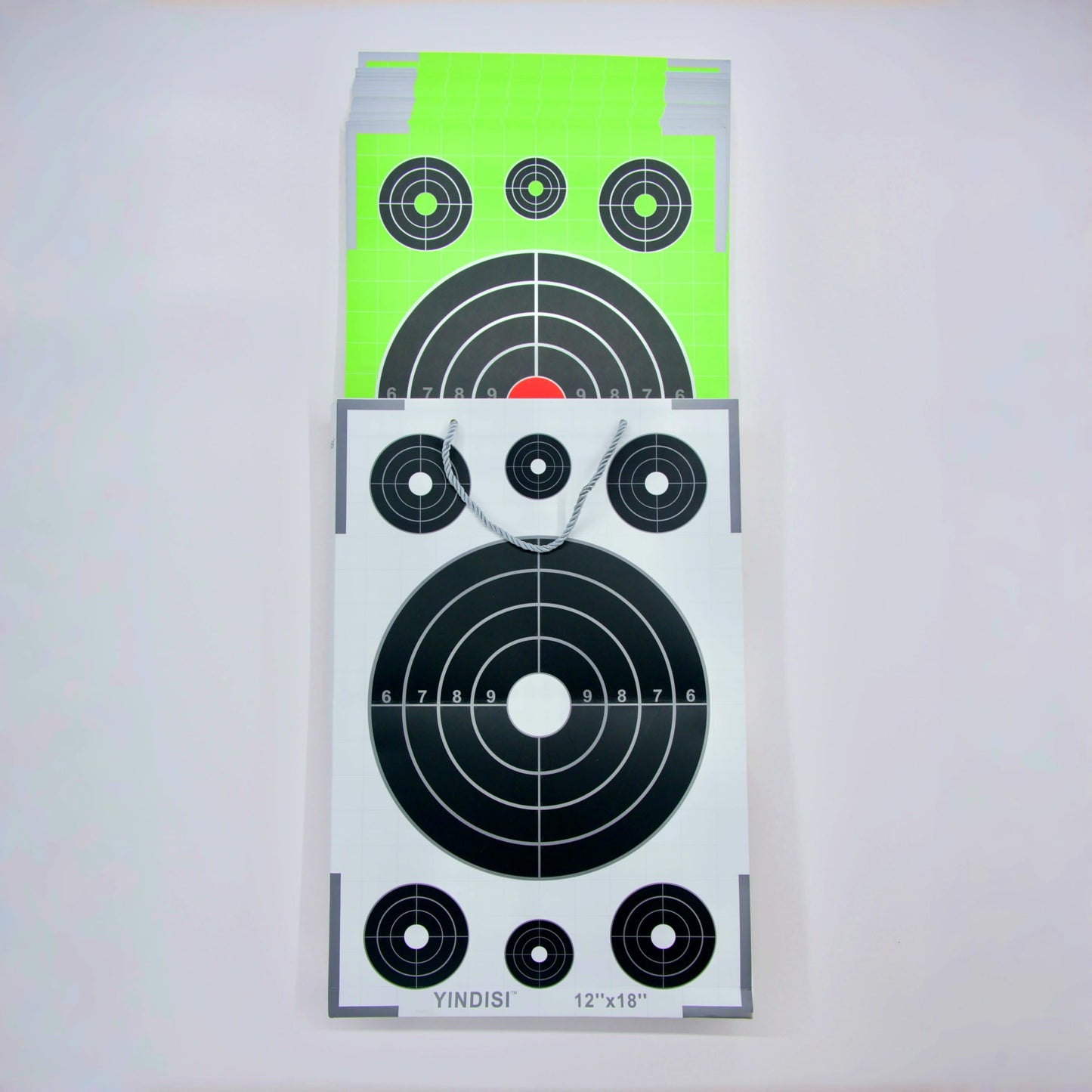 12x18 inch Fluorescent Green Circular Grid Targets with White Grid Lines, High Contrast, NonReflective Surface, Includes Carrying Bag, 25 Sheets, Ideal for Handguns, Rifles, Airguns, BB Guns