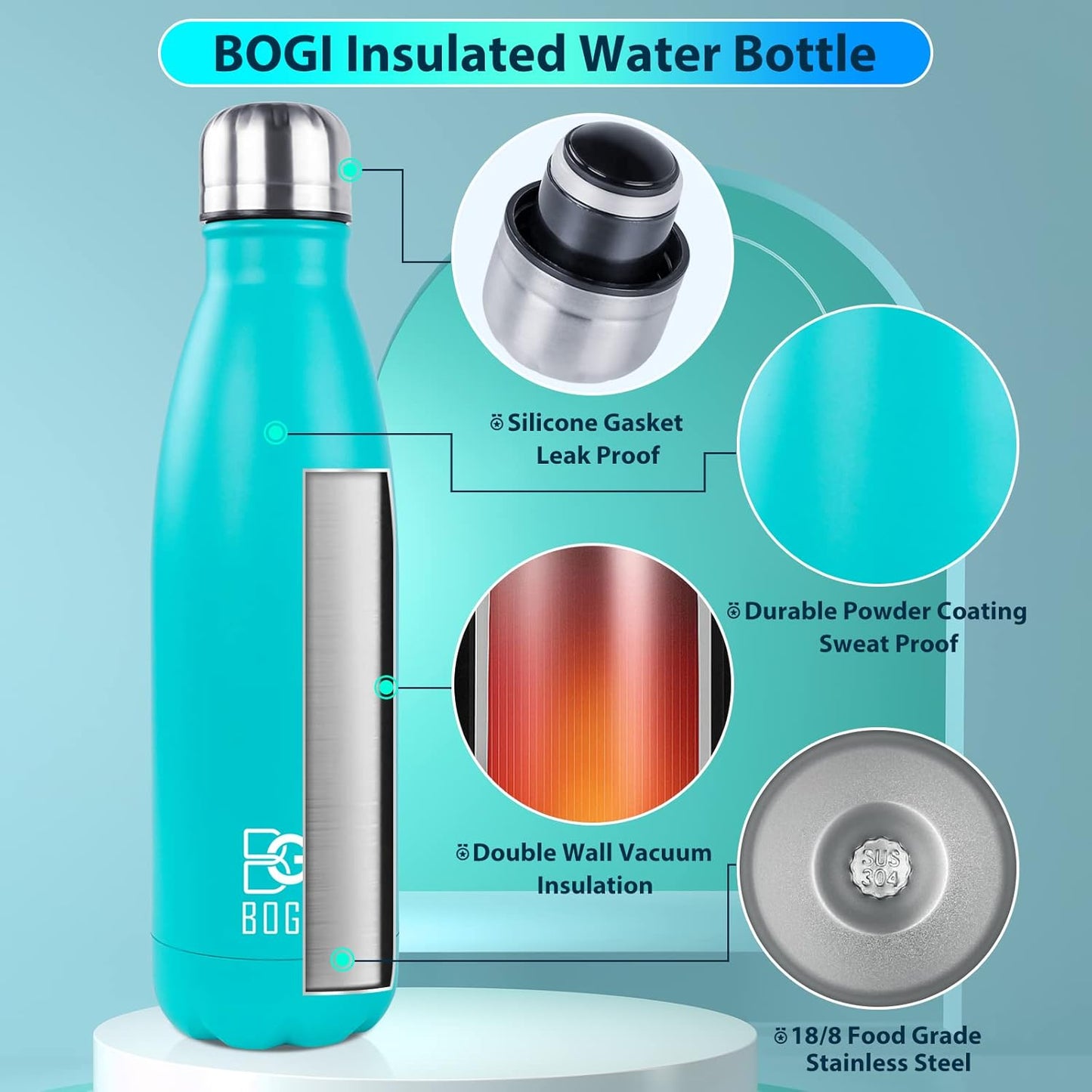 17oz Insulated Stainless Steel Water Bottle | Leak-Proof | Hot Pink for Outdoor Sports