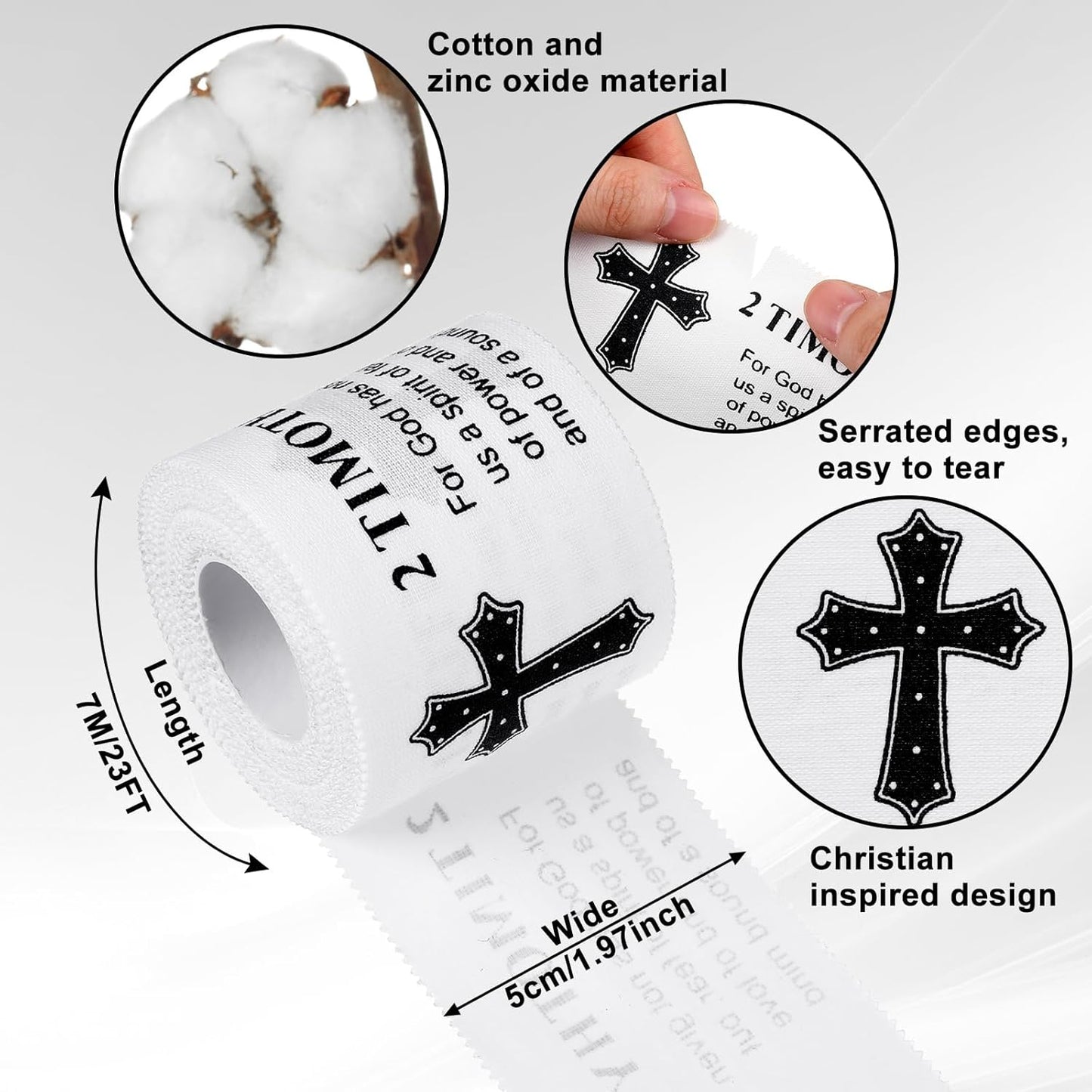 Christian Athletic Tape | 2 Pcs Cotton Sports Wrap 2in x 23ft | White