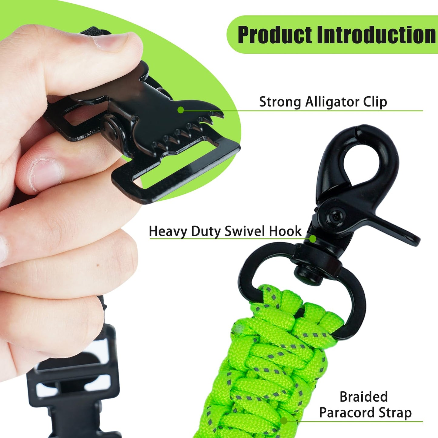 KUNN Double End Tactical Glove Clips Work Glove Holders Hardhat Holder for Heavy Duty Belt,Outdoor Backpack,Gifts for Firefighter & Police,Lime Green
