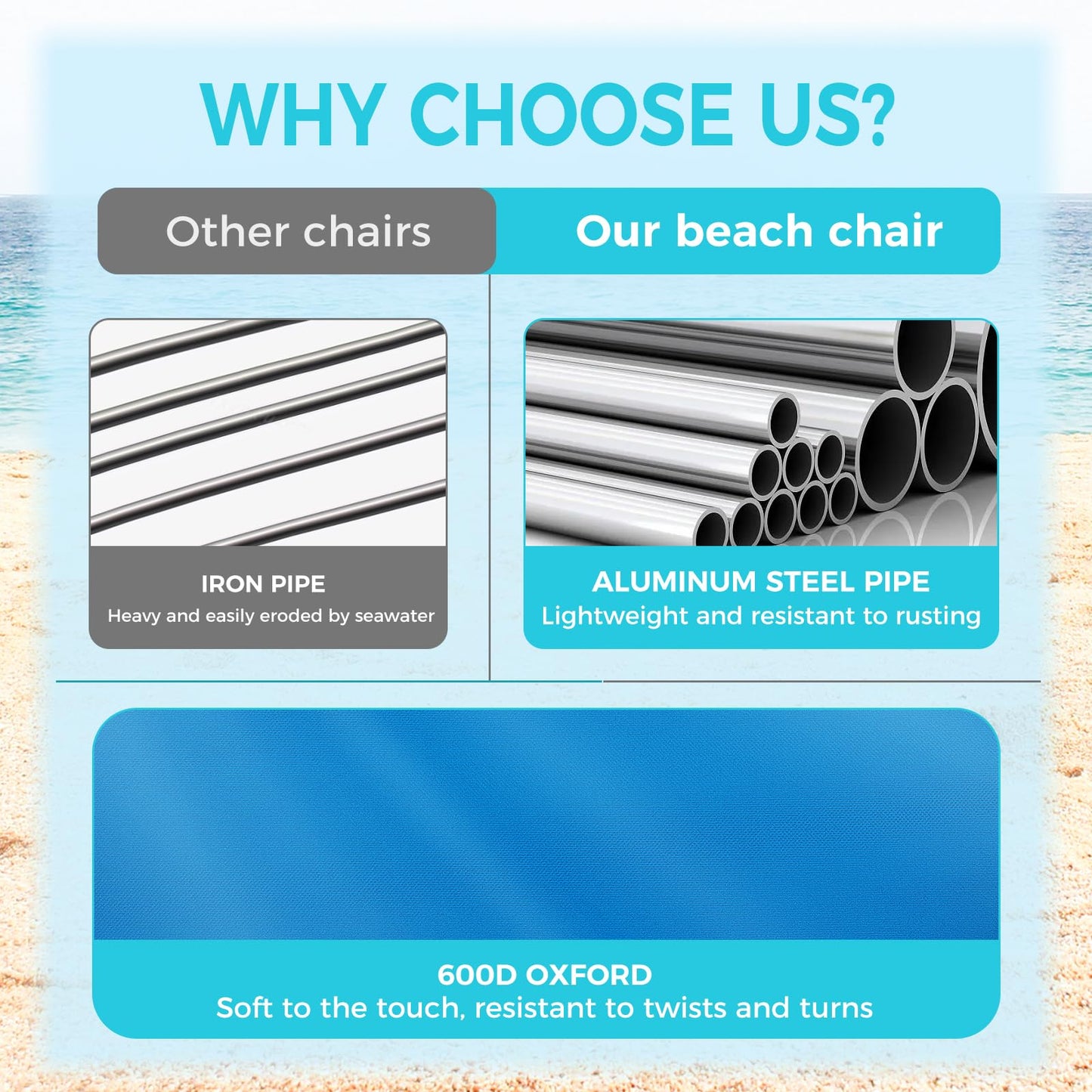 #WEJOY 2 Pack Folding 4-Position Beach Chair for Adults