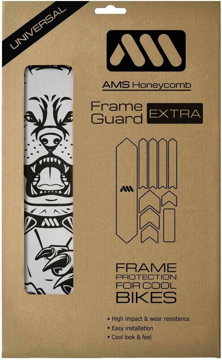 All Mountain Style Bike Frame Protector Extra - Universal Fit, 10-Piece Set for Down Tube, Chainstay, Cable Wear, High-Impact Honeycomb PVC