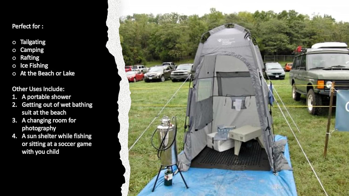 Spacious Portable Privacy Tent for Outdoor Showers, Changing Room & Compatible for Cleanwaste Camping Toilet - Surfing, Beach, Hiking, Ice Fishing & More - 6 ½ Ft. Tall with 4”x4”of FloorSpace