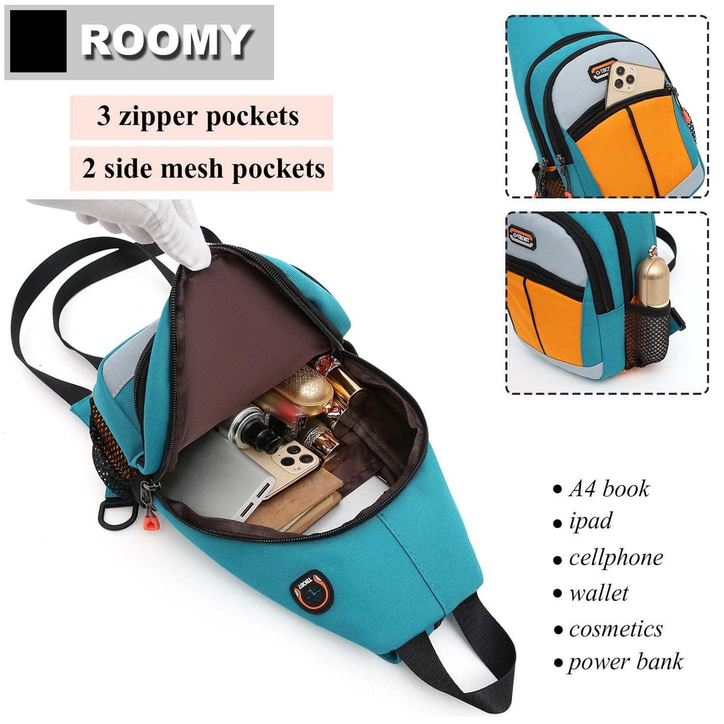 Semikk Small Sling Bag Crossbody Backpack for Men Women Sling Backpack Hiking Daypack Multipurpose Cross Body Chest Bag, Middle Line-Black