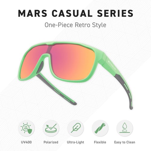 EYEGLAD MARS One-Piece Lifestyle Outdoor Polarized sunglasses UV400 Anti-Seawater Women Men Adult Teenager Running Fishing Hiking Sports (Mint Green)