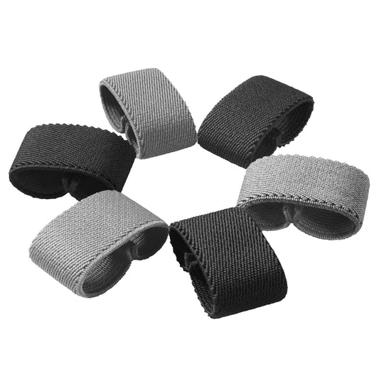 JUKMO Elastic Nylon Tactical Belt Loop Keeper for 1.5 Inch Wide Canvas Belt Backpack Straps Holder (Black 3 Packs + Grey 3 Packs)