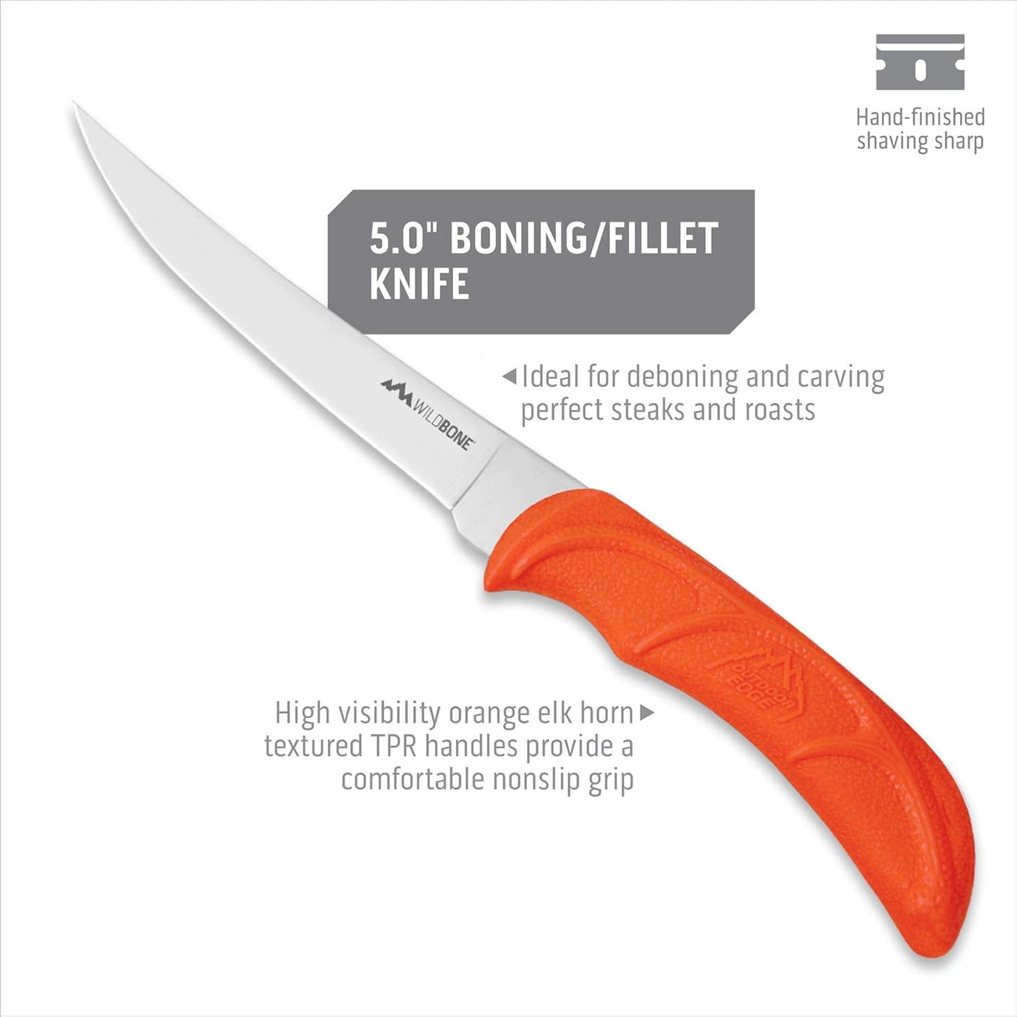 OUTDOOR EDGE WildPak, 8-Piece Field to Freezer Hunting & Game Processing Knife Set with Caping Knife, Gut-Hook Skinner, Boning/Fillet Knife, Wood/Bone Saw, Spreader, Gloves, and Hard-Side Carry Case