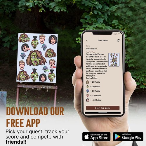 New!! Shooting Range Target Game Set - Unique Designs in 2 Sizes - 1-2 Players - First of Its Kind, Indoor & Outdoor Shooting, Patent Pending, App Tracking & Analysis (Shooting Target Set 1, 24x39.5)