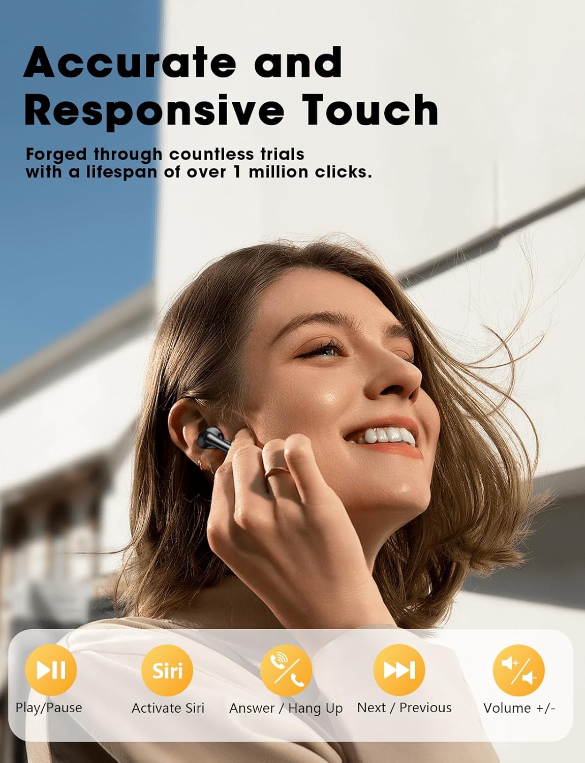 ZZU Wireless Earbuds, Bluetooth Ear Buds with Big Bass Stereo Sound, 48 Hours Playtime, Lightweight in-Ear Fit Earphones, IPX7, Hands-Free Calls with AI for iPhone, Android, Pad, Sports, Workout