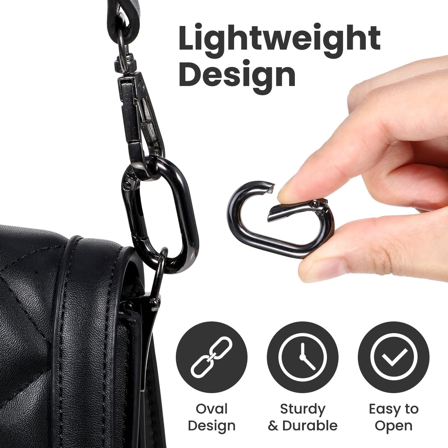 10pcs Small Carabiner Clip Metal Tiny Oval Carabiner Spring O Rings Hooks for Lanyard Keychain Carabiner Clip Set Round Keyring Heavy-Duty Snap Hooks for Wallet Pet Collar Outdoor Camping Hiking
