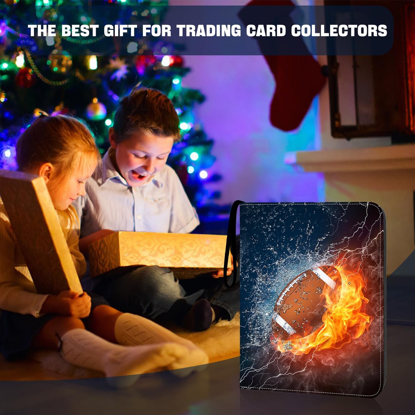 HESPLUS Football Card Binder Compatible with Football Card, Baseball Card, Trading Card, MTG and Other TCG, Fits 900 Cards with 50 Removable Pages, Card Holder Collector for Standard Size Card