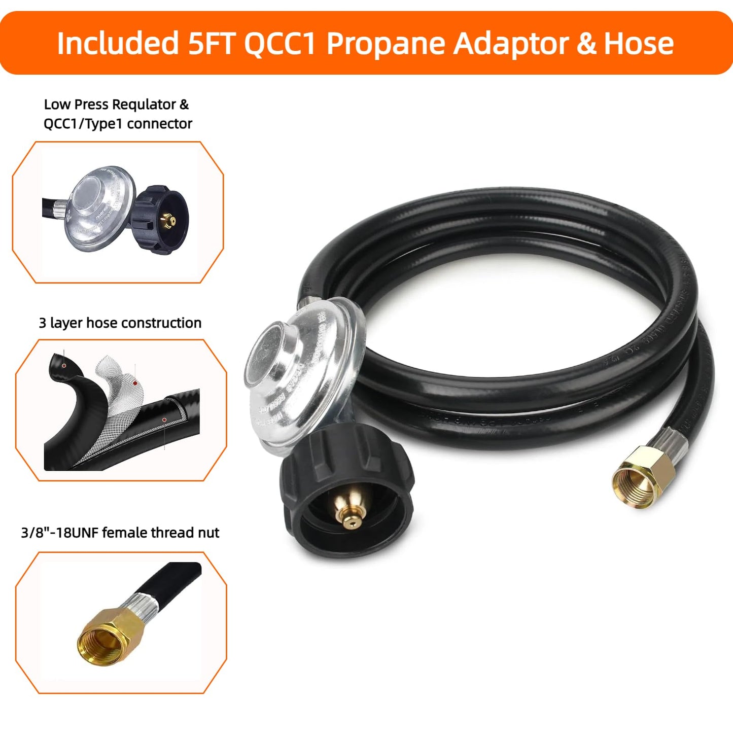 2 in 1 Outdoor Propane Heater, Portable heaters for indoor,camping butane stove, with Propane Hose + Pressure Reducing Valve for Ice Fishing Hiking Hunting, Survival Emergency, Patio,Garage