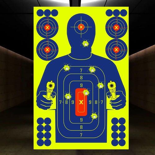 Ultimate Pistol Target - 12x18 Inches Pack of 25 | Indoor/Outdoor | Self-Adhesive Firearms & Calibers Targets for Shooting Range