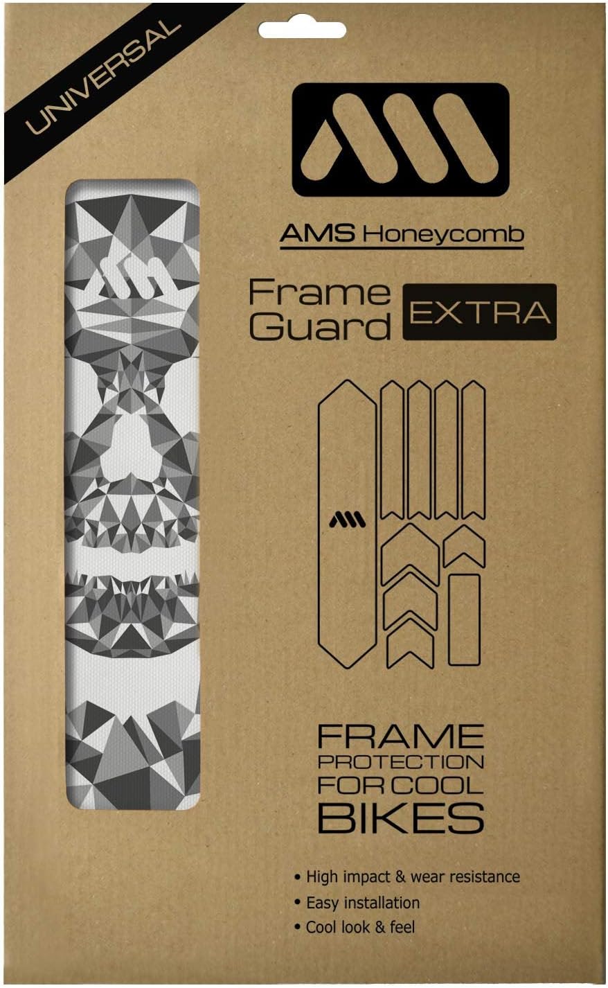 All Mountain Style Bike Frame Protector Extra - Universal Fit, 10-Piece Set for Down Tube, Chainstay, Cable Wear, High-Impact Honeycomb PVC