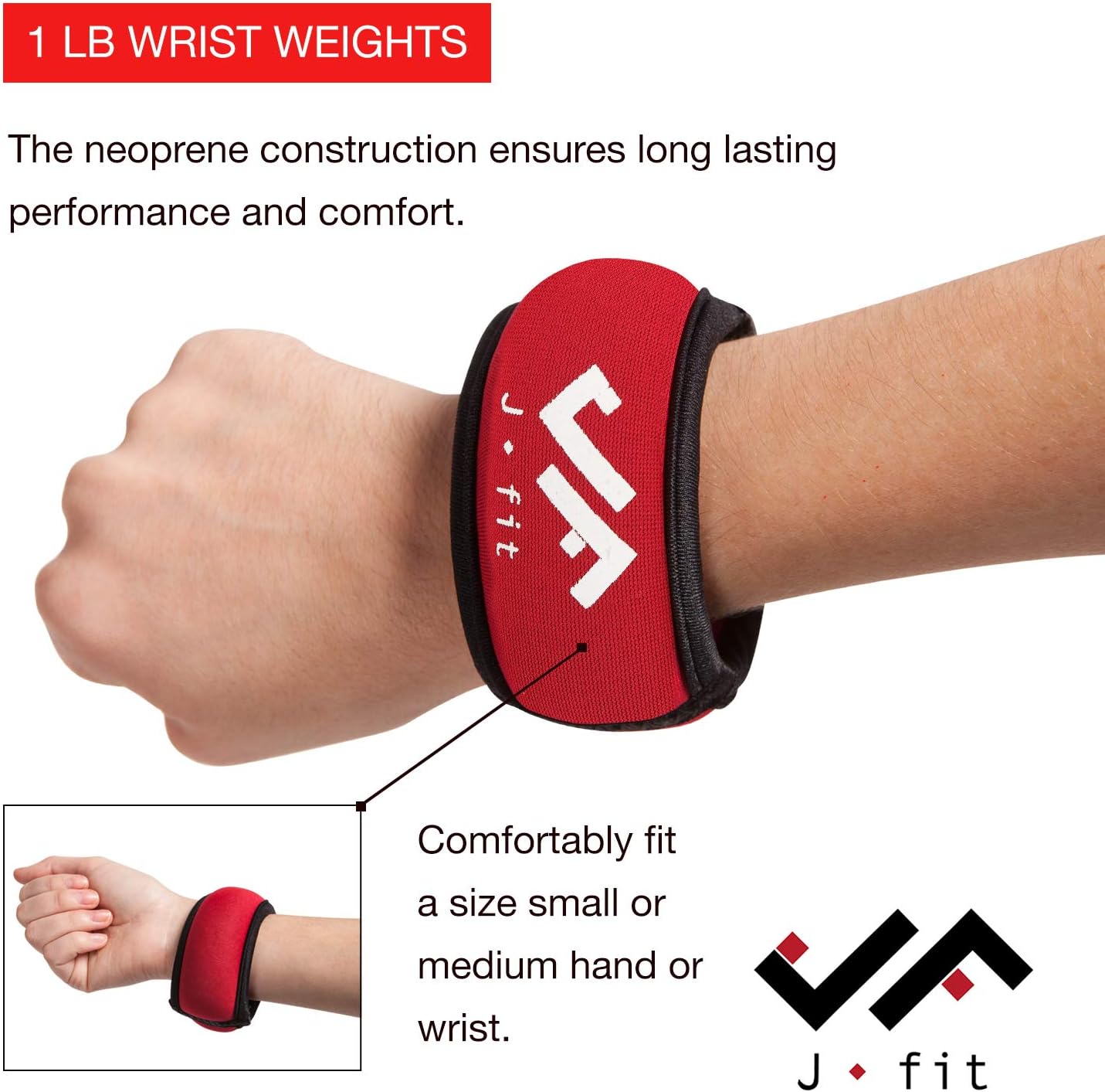JFIT Wrist Weight Pair – Set of 2, Wrist Straps for Fitness, Walking, Workout – Multiple Size and Weight Options – Comfortable, Breathable, Moisture Absorbent Weight Straps for Men and Women