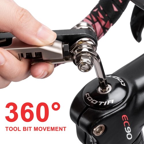 Bike Multitool - Bike Chain Tool/Torx/Hex/Screwdriver - Bicycle Multitool Kit Compact and Lightweight Repair Tools for Road and Mountain Bikes (Black)