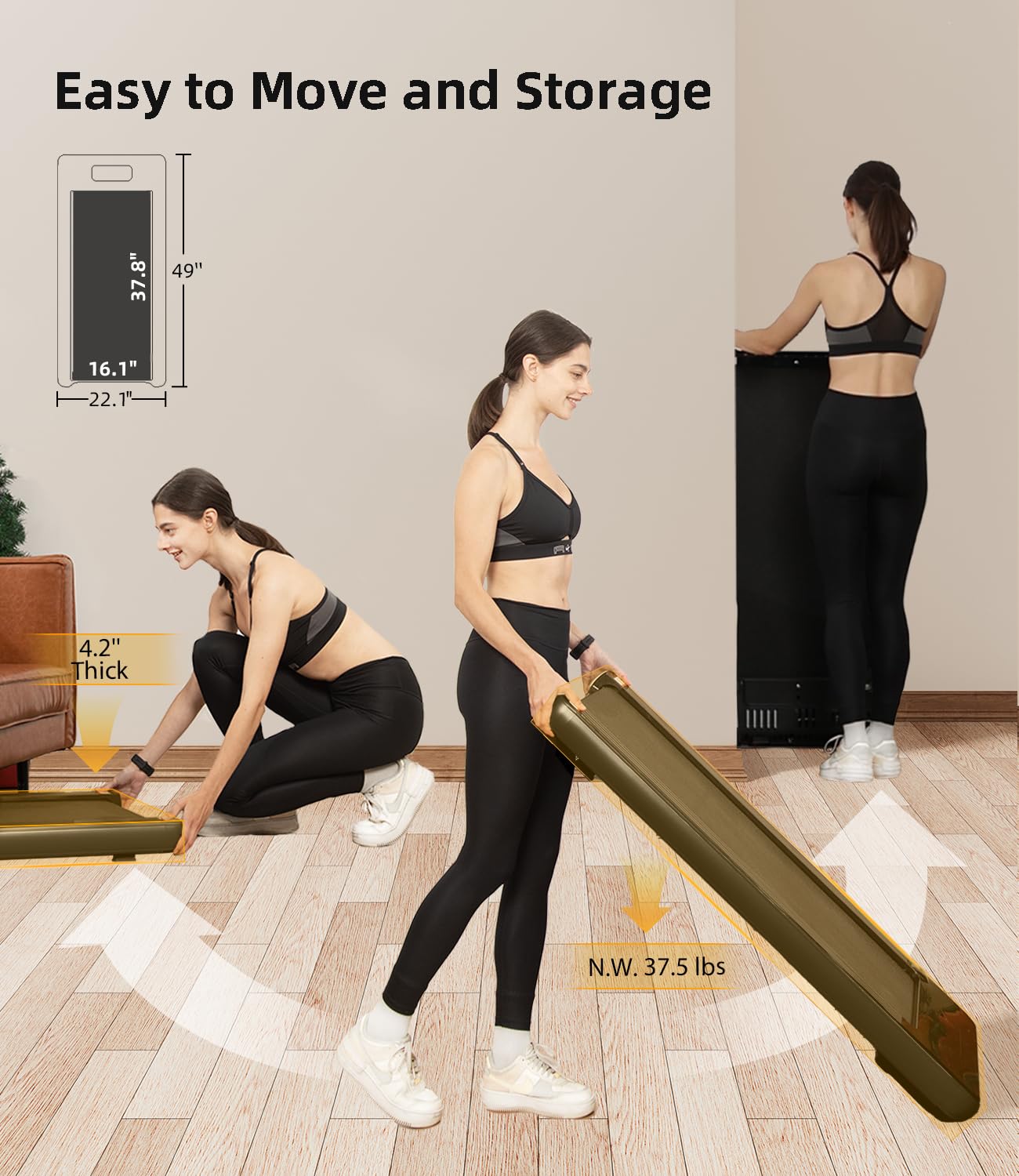 Bifanuo Walking Pad - Under Desk Treadmill for Home/Office, Portable With Remote Control LED Display - Ideal for Fitness Enthusiasts (Black)