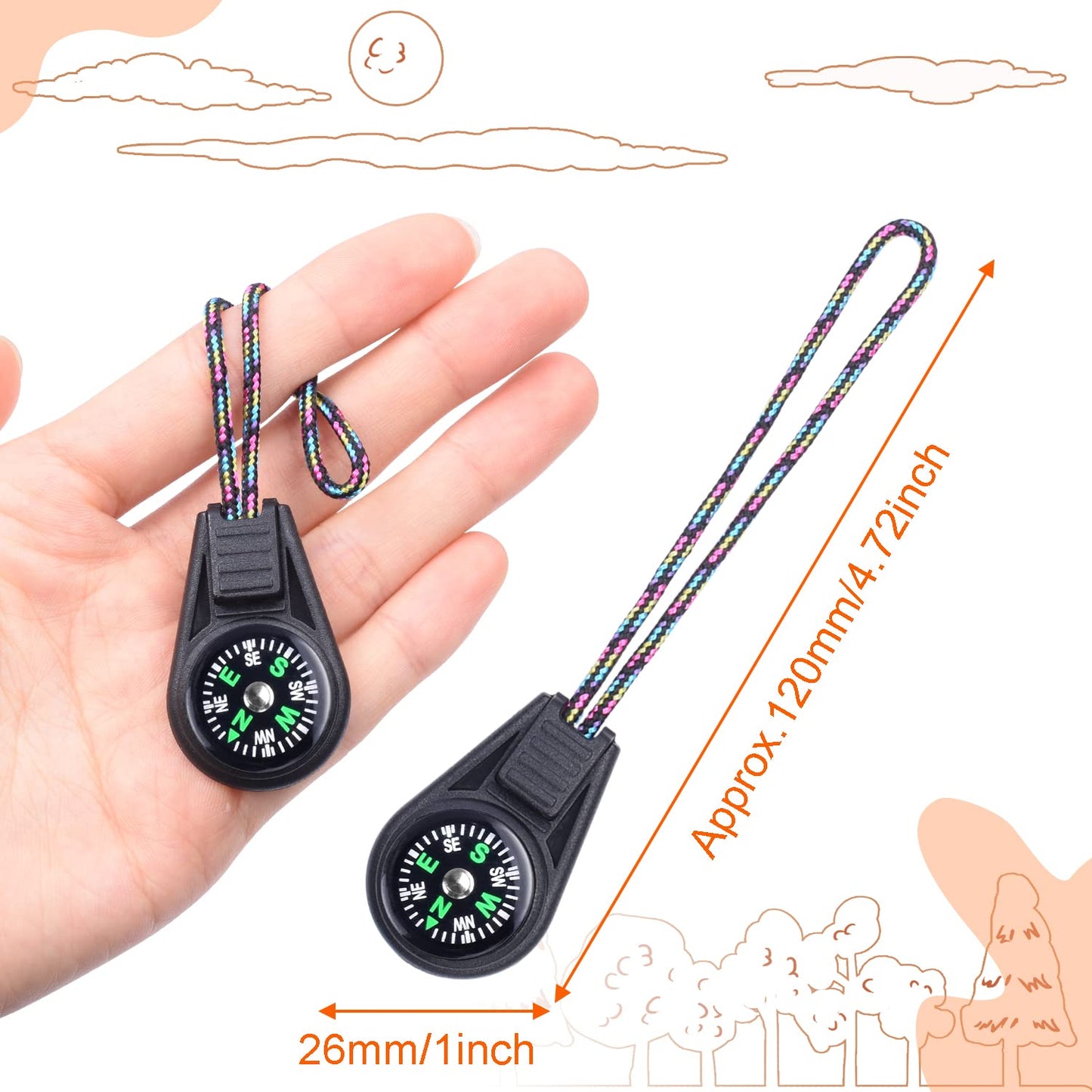 10 Pack Kids Compass Bulk Mini Compass for Kids,Children's Classroom Compass for Navigation Lesson,Plastic Compass for Party Favor/Hiking/Boy Scout/Outdoor Survival (Mix)
