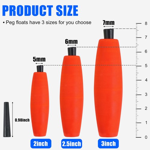 SILANON Peg Floats Fishing Bobbers,Foam Cigar Fishing Floats Bobbers Catfish Floats Slip Fishing Cork Bobbers with Pipe Plug for Catfish Santee Rig Freshwater Saltwater Fishing