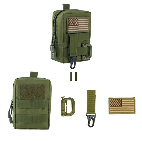 Tskijun Tactical Molle Pouch Compact EDC Bag Utility Tool Pouch Durable 600D Nylon Small Travel Bag Molle Accessories Organizer for Outdoor Activity (Army Green(1pack))
