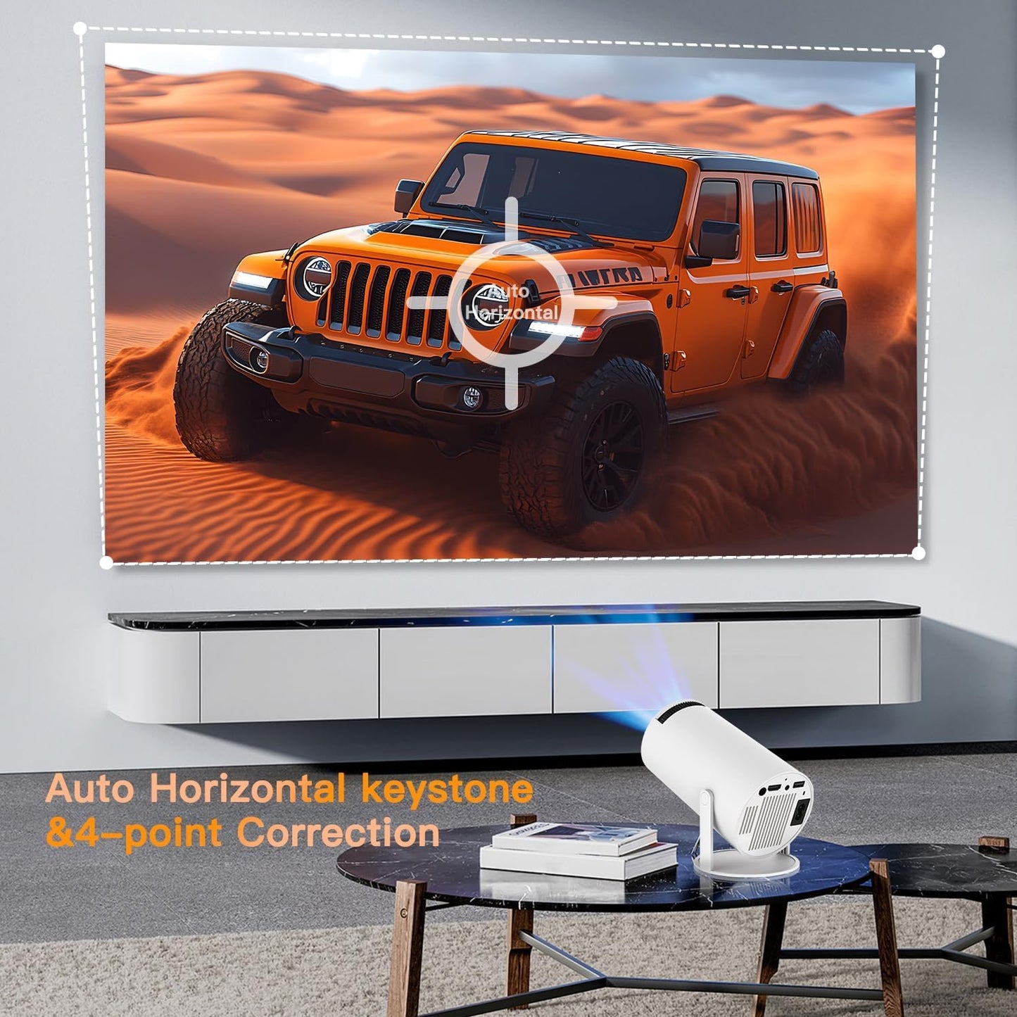Mini Projector with WiFi and Bluetooth, Support 4K 1080P, 150 ANSI Portable Projector, Auto Keystone Correction, 40"-130" Screen Video Projector, Compatible with Smartphone,TV Stick,Laptop (HY300)