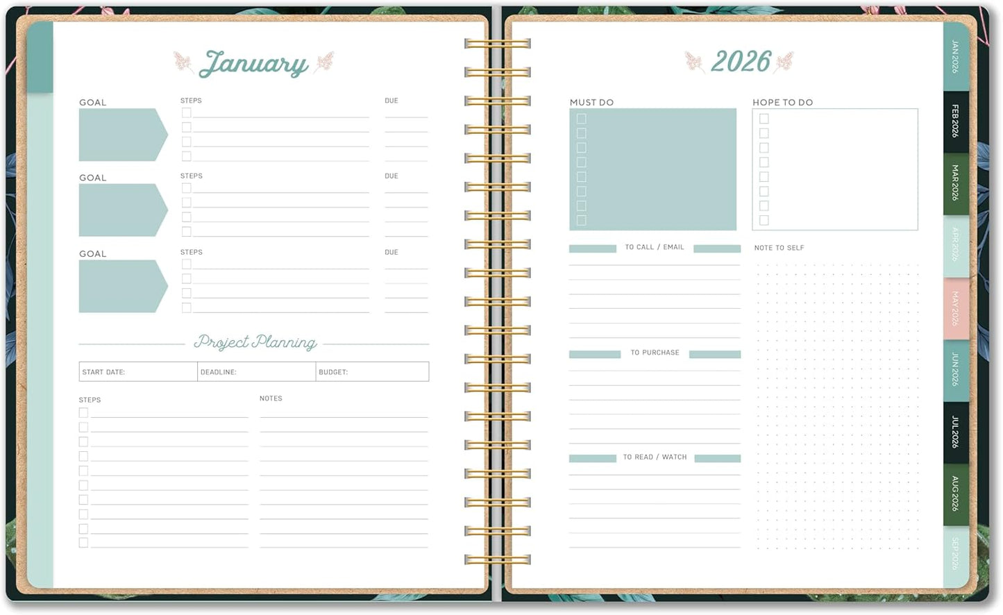 High Note Hardcover Academic Planner 2025-2026, Garden Bee, 9" x 10" 272 Pages, Daily Weekly Monthly Planner 2025-2026 August to December, Back to School Calendar Book for Teachers and Students