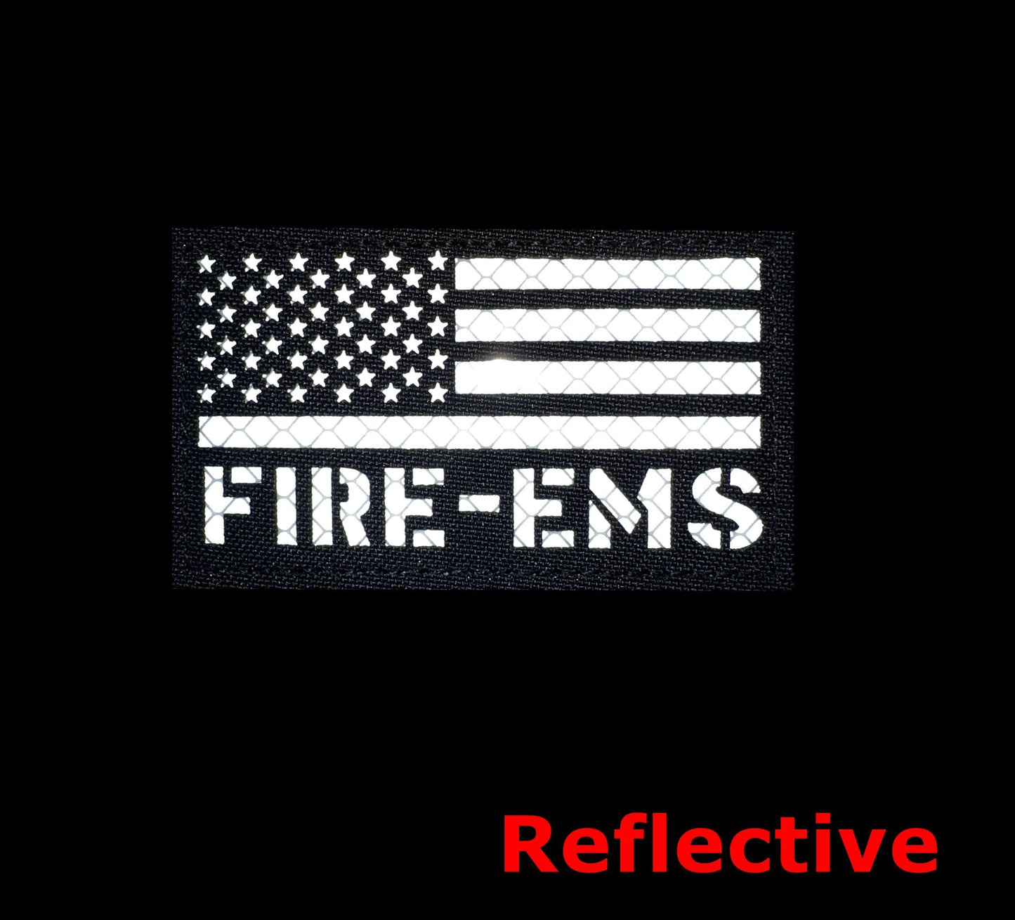 2 Pack Reflective EMS Fire Rescue Patch with Hook Back for Service Harness Tactical Vest Patch (Black-White)