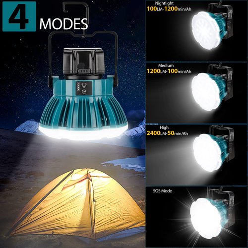 Adisipsoarin 2400LM LED Camping Lantern for Makita 18V LXT Lithium Battery, 24W LED Work Light for Car Repairing , Camping, Emergency and Hurricane, Hiking, Fishing