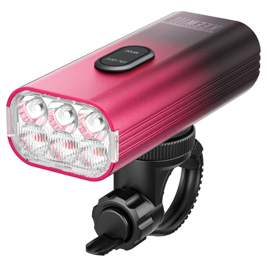 KEEWIIT KW61 6 LED 2000 Lumen Super Bright Bike Light,10000mAh Rechargeable Battery, IPX6 Waterproof, CNC Aluminum Alloy, USB Rechargeable, 6 Modes Bicycle Light for Night Riding (Red Gradient)