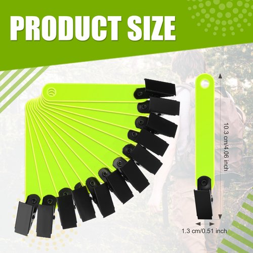 Leitee Trail Markers Reflective Tree Tacks Hunting Reflector Tacks Trail Marking Ribbon with Clips for Hiking Hunting Outdoor (Fluorescent Yellow,24 Pcs)