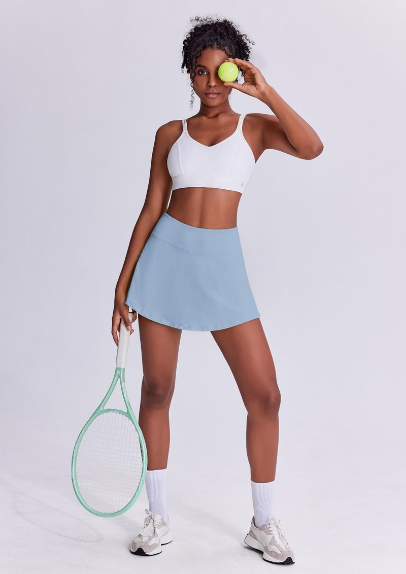 PINSPARK Womens Pleated Skirt Tennis Skirts 13" Lightweight Athletic Skort Pocketed Golf Outfits,Light Blue X-Small