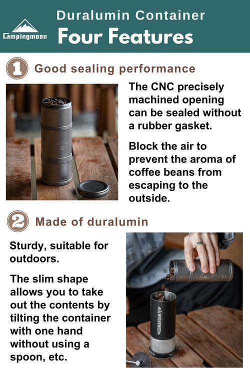 camping moon Coffee Canister 2-Stage CNC Cutting Duralumin CC-51-H