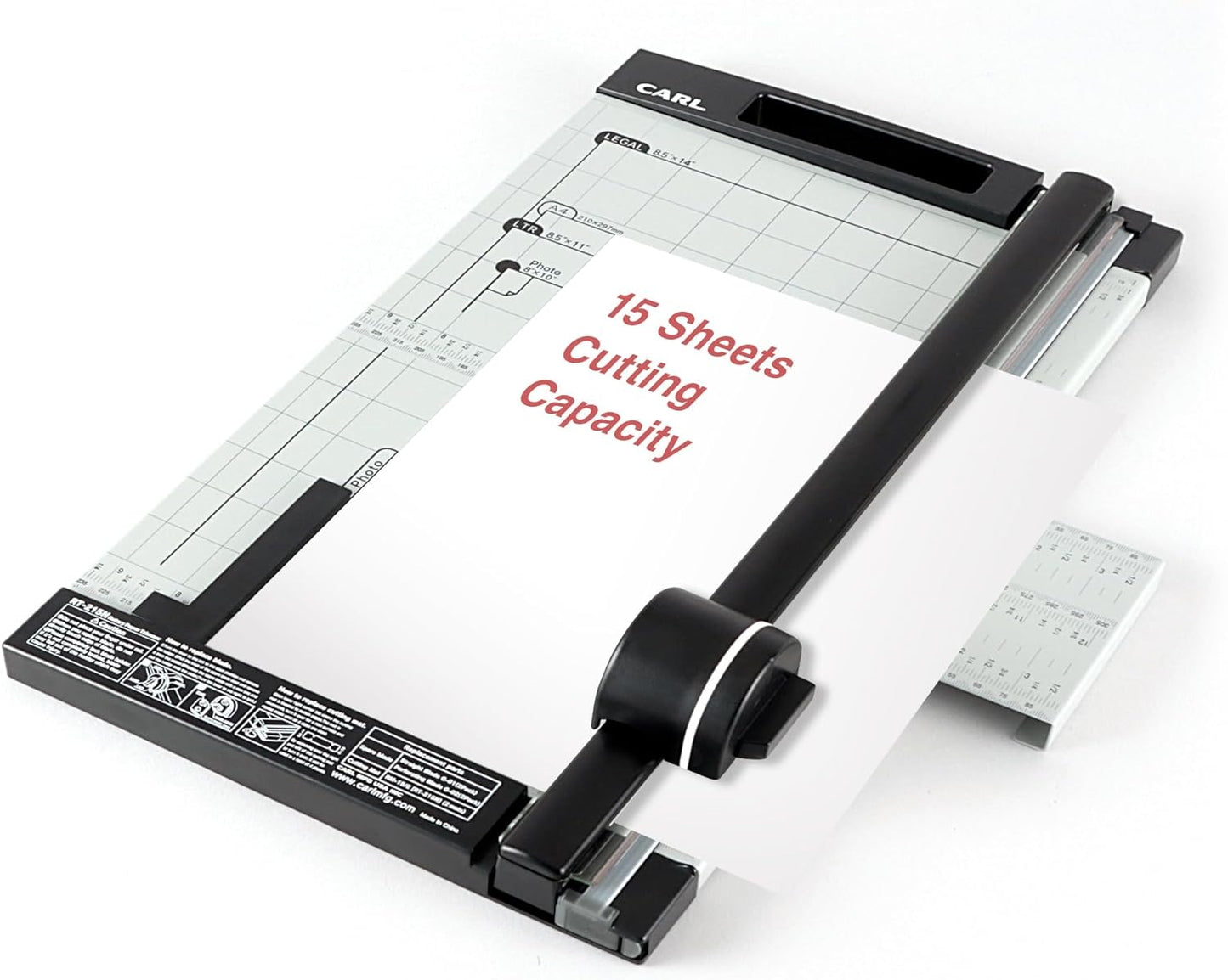 CARL, Professional Rotary Paper Trimmer 15-inch, 15 Sheet Cutting Capacity, Black and Silver