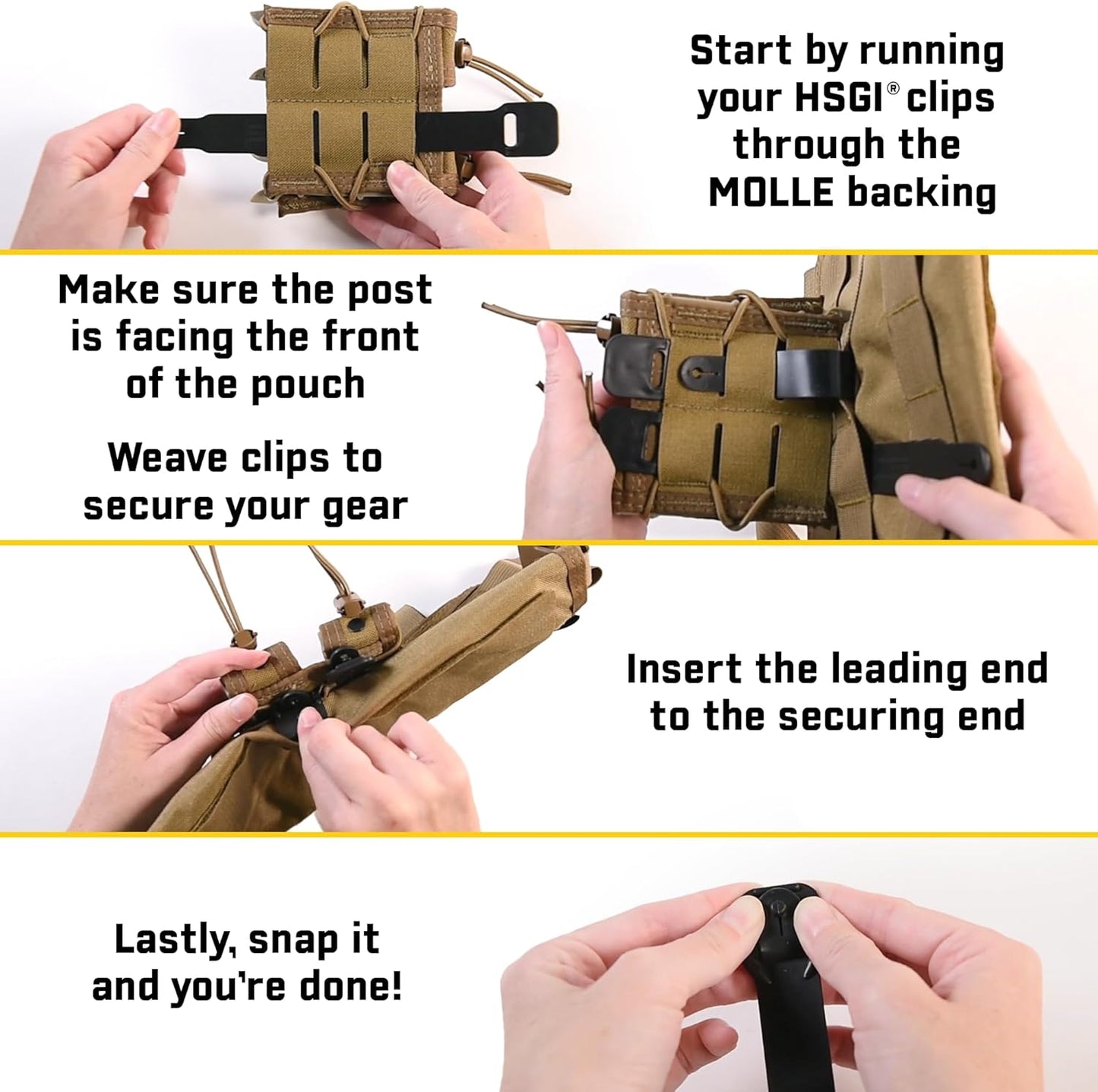 High Speed Gear® - HSGI® Short Clips, Police Gear & Military Gear - Belt, PALS & MOLLE Clips (12 Pack)