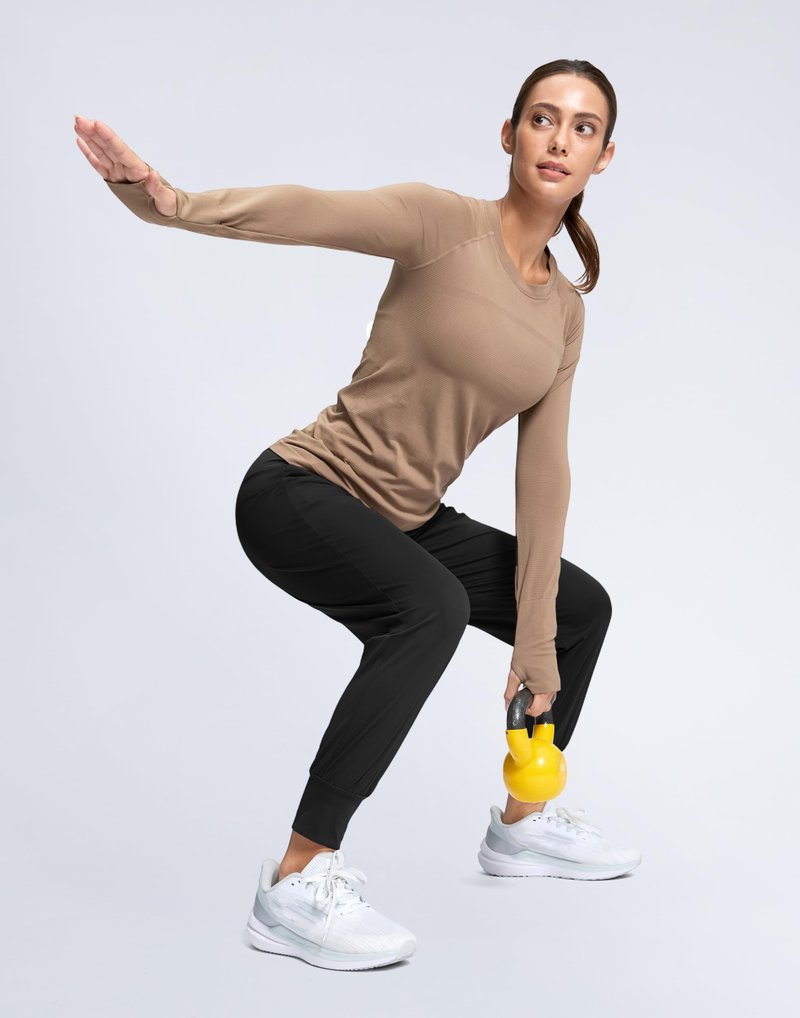 SANTINY Women's Joggers Pants with Pockets Lightweight High Waisted Athletic Gym Workout Pants for Women Yoga Travel (Black_M)
