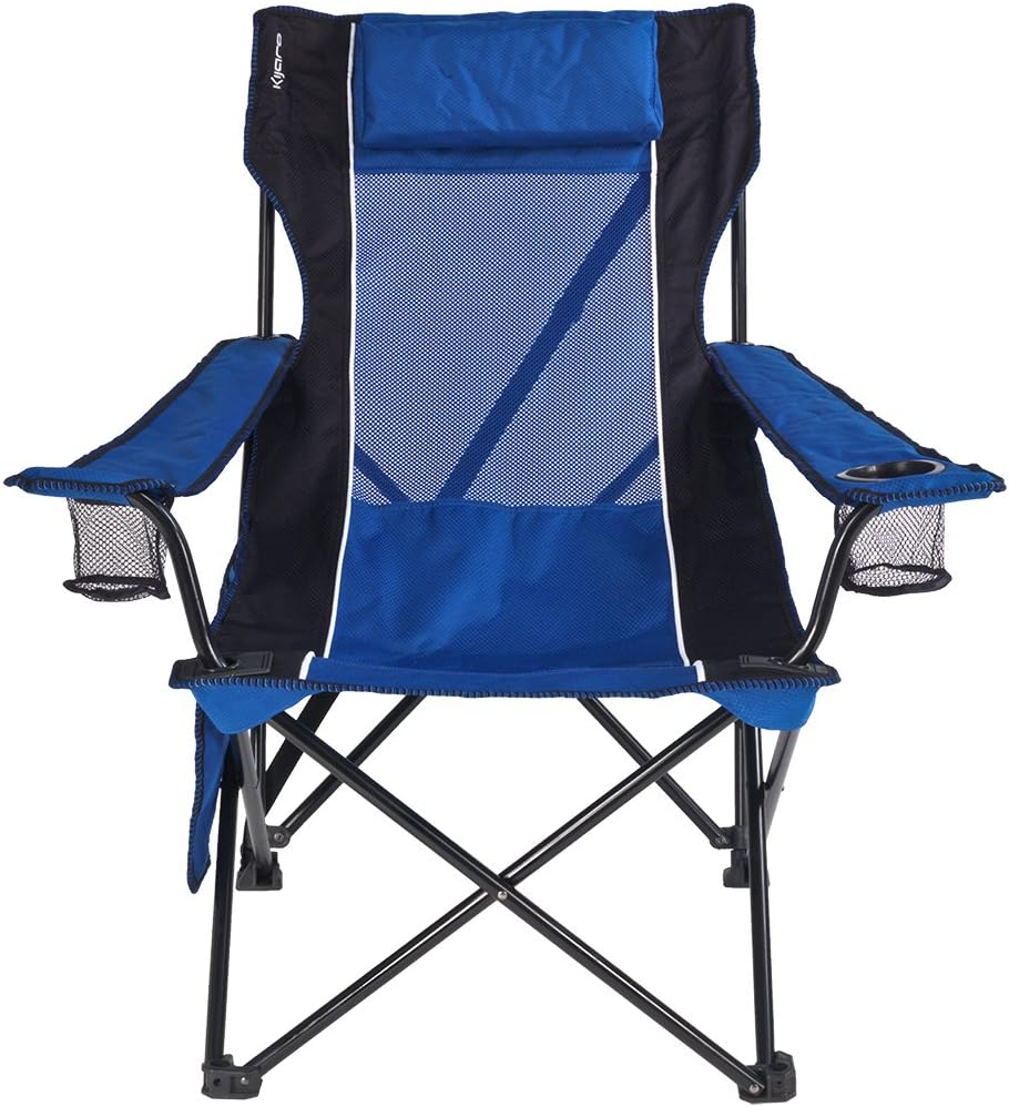 Kijaro Sling Folding Camping Chair - Enjoy The Outdoors in This Outdoor Chair with a Built-in Cup Holders and Side Organizer OR Side Cooler - Includes a Detachable Pillow