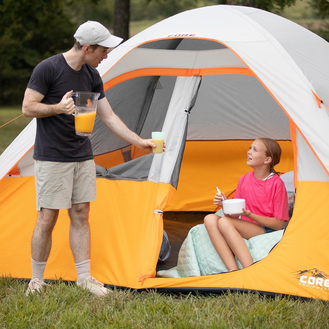 CORE Tent for Family Camping, Hiking and Backpacking | 3 Person / 4 Person / 6 Person / 9 Person Person Dome Camp Tents with Included Tent Gear Loft for Outdoor Accessories