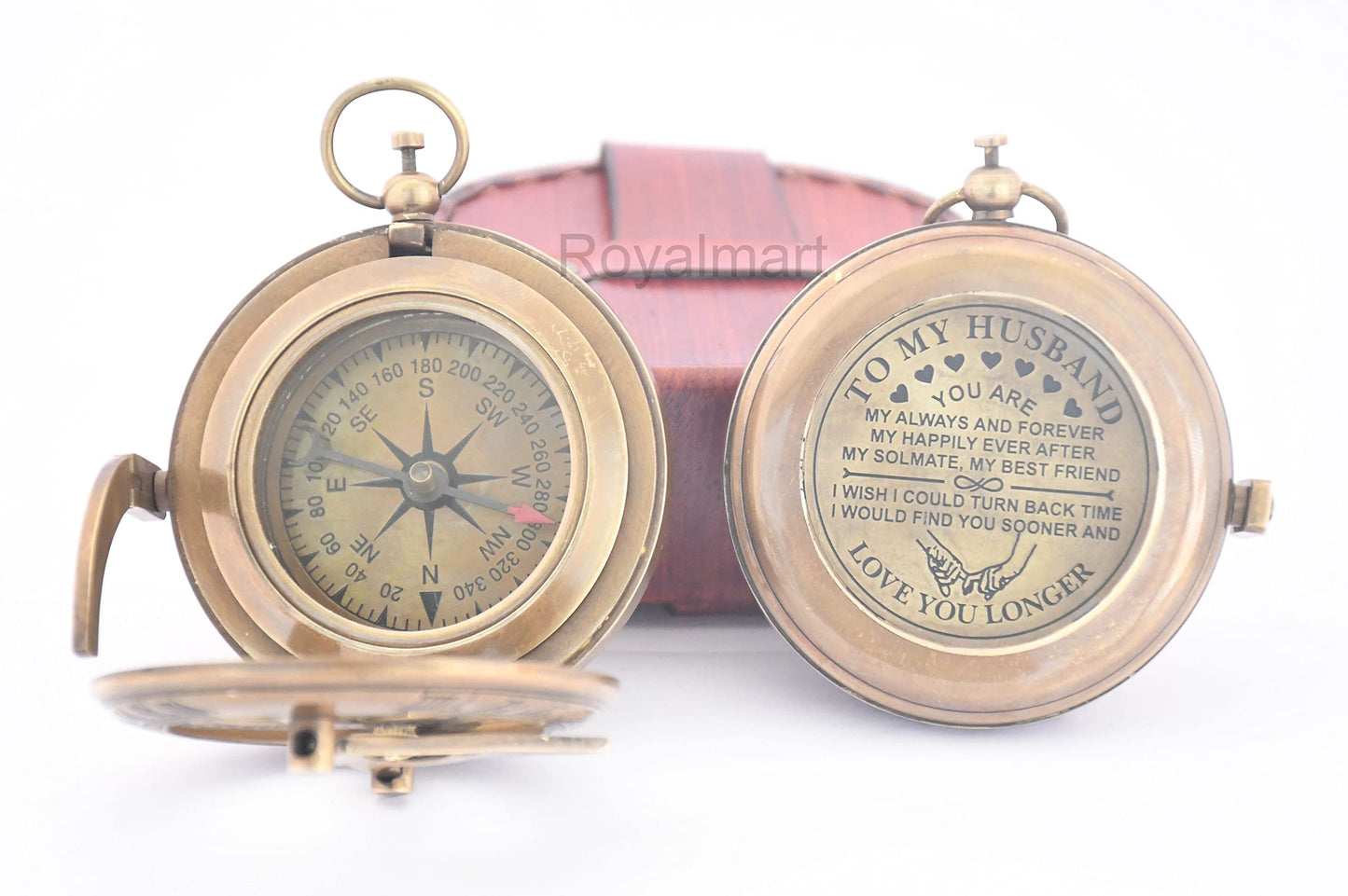 Royalmart Compass to My Husband Compass Wedding Gift for Him Long Distance Boyfriend Gift Fiance Gift Inspirational Gift for Men