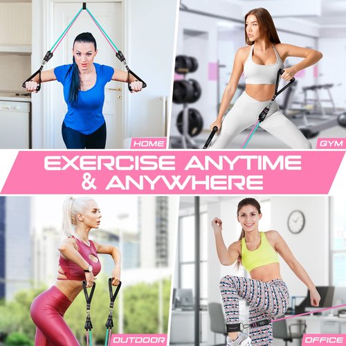 RENRANRING 150lbs Resistance Bands for Working Out, Figure 8 Exercise Bands with Handles, for Men Women, Legs Ankle Straps for Muscle Training, Shape Body, Physical Therapy