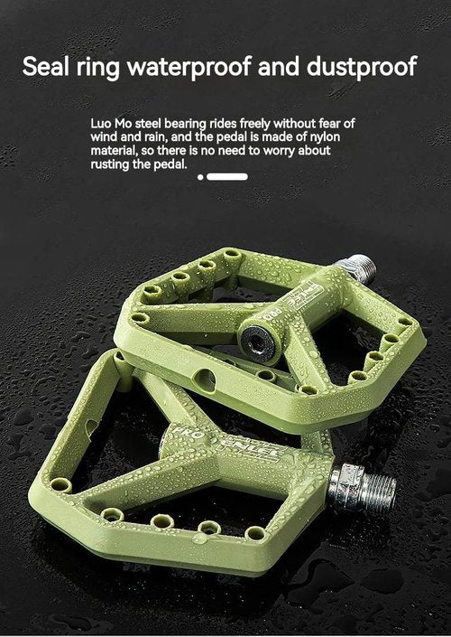 ENLEE 9/16 Mountain Bike Ultra Light Nylon Pedal, 4.3 inches Widened Widened Ultralight Seal Bearing for MTB Bicycle Pedals Accessories (Yellow)