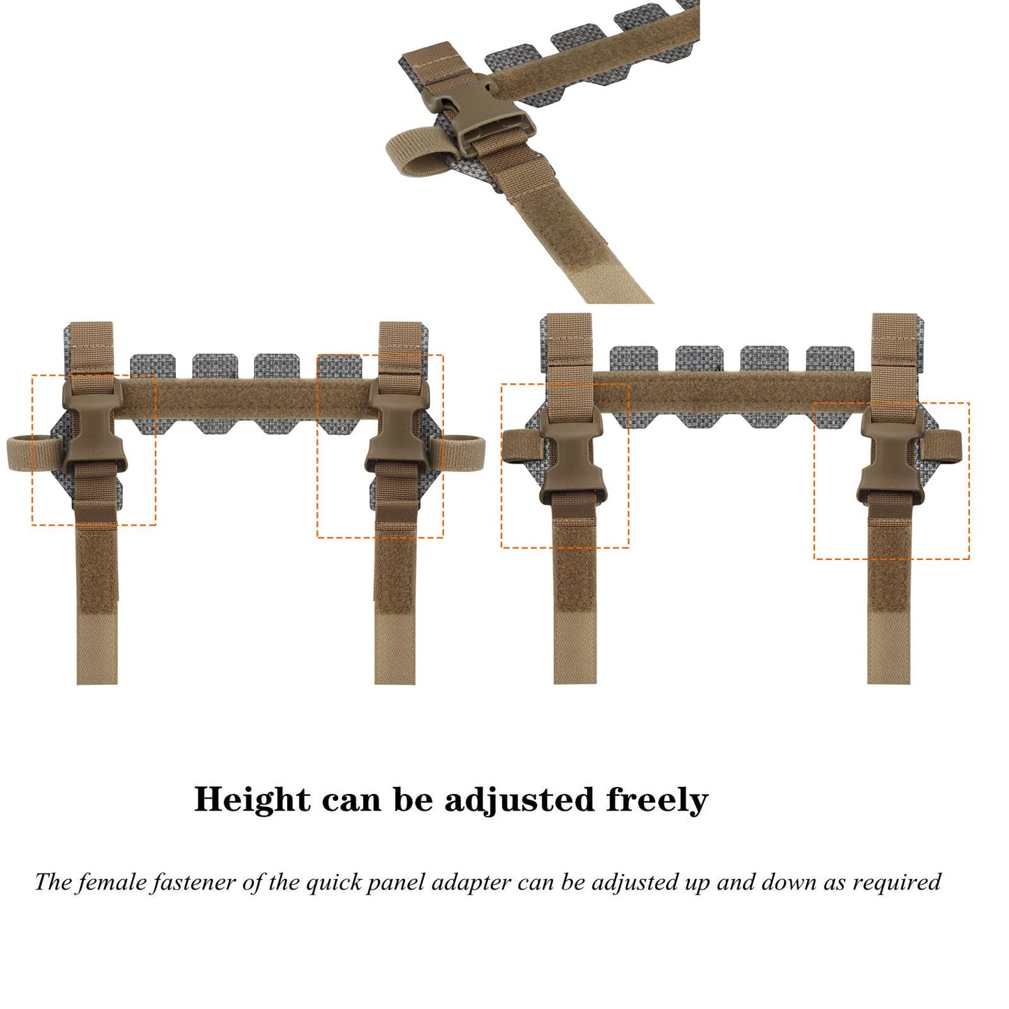 JFFCESTORE Quick Connect Accessory Adapter Buckle, Adjustable Female Fastener for Tactical Vests to Connect Tactical Placard,Mag Pouch (TAN)