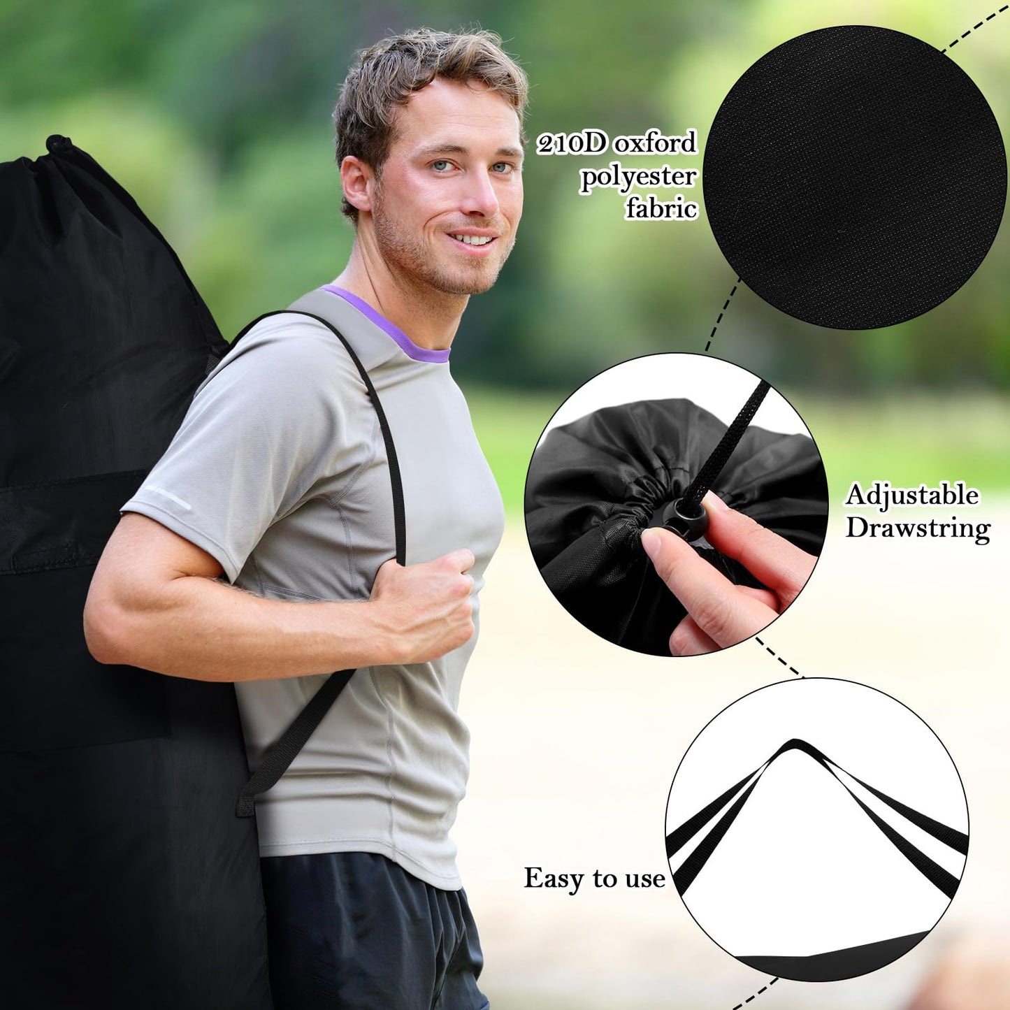 Shinylin 6 Pcs 43 x 9 Inch Camp Chair Replacement Bag Foldable Camping Bag Large Portable Carrying with Handle Strap and 2 Pockets for Outdoor, No Chair Included(Black)