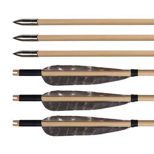 S F 12Pcs 31.5 inch Wooden Arrow, 5 inch Natural Color Natural Feathers, Adult Archery, Handmade Wooden Hunting Arrow for Traditional Bow, recurve Bow, Longbow
